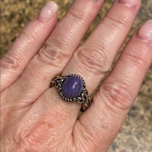 Sterling silver charoite ring
